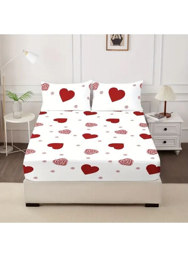Red Polka Dot Full Size Microfiber Bed Sheet Set 4 Piece Breathable All Season - Image 5